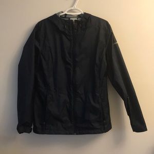 Columbia navy blue women’s XL water resistant hooded windbreaker